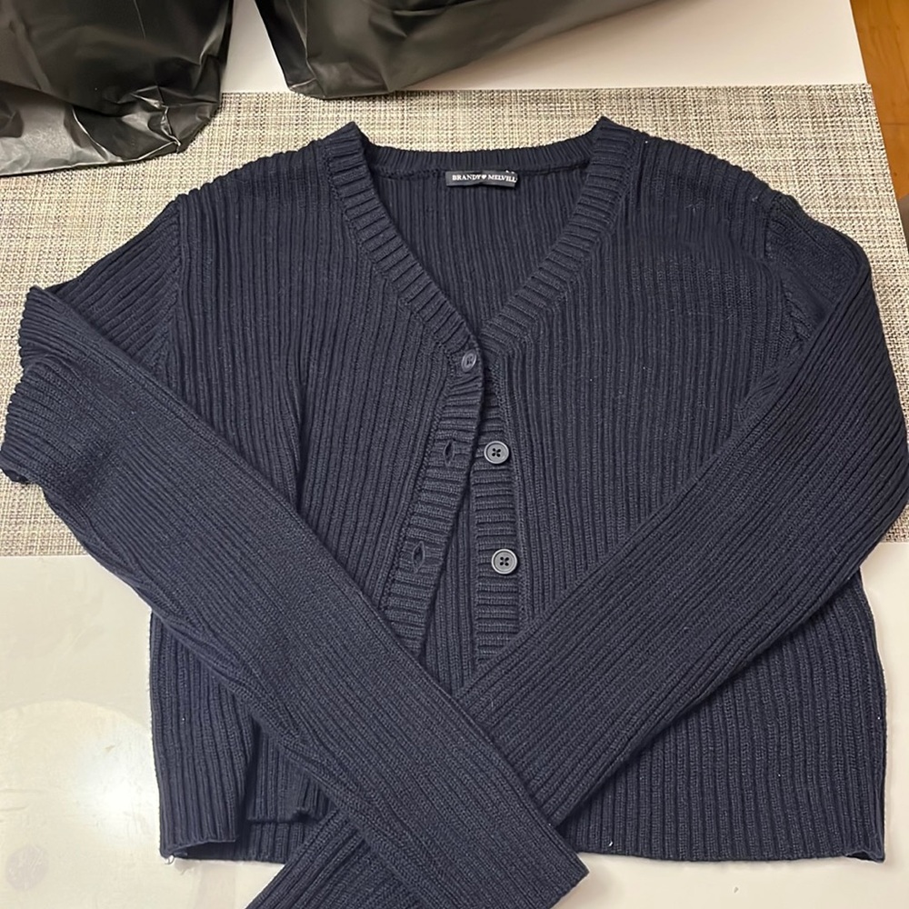 brandy melville navy button up sweater
